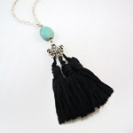 Click here for more information about Black Three Tassel Pendant with Turquoise